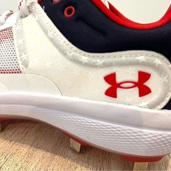 Under Armour Women’s UA Glyde USA‎ MT Softball Cleats Red White Blue 7, New - Picture 4 of 12